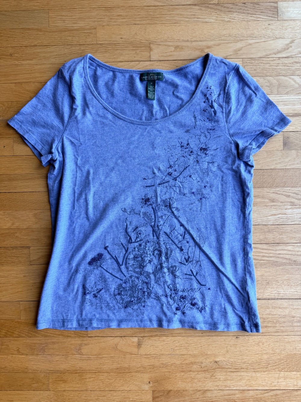 Lauren Ralph Lauren Short-Sleeve Floral Embellished Graphic Tee Beaded